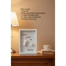 Verda Çerçeve  25X35X7 cm Bebek El Ayak Beyaz Heykel Yapım Kiti ve Beyaz Derin Anı Çerçevesi 3D Kalıp Alma