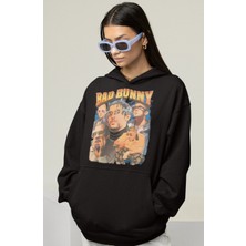 Sevbano Bad Bunny Rapper Baskılı Unisex Oversize Şarkıcı Hoodie