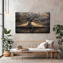 3D Gövde Detaylı Doğanın Kökeni Ağacı Kanvas Tablo — Lüks Duvar Dekoru