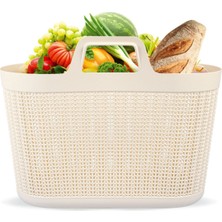 PremiumPort Örgü Desenli 26 Litre Market ve Pazar Çantası Krem