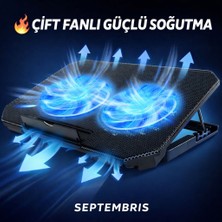 Septembris Ayarlanabilir Yükseklik Kademeli Laptop Soğutucu Fan | Sessiz Güçlü Soğutma Standı