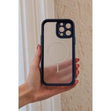 Vissona iPhone 14 Pro Max Uyumlu Kamera Korumalı Magsafe Wireless Şarj Özellikli Mat Silikon Lacivert Renkli