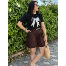 Patuta Butik Siyah, Dantel Kurdele Detaylı Tişört