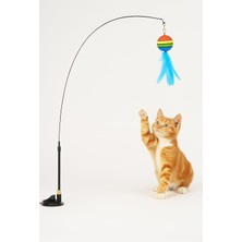 Braventa Collection Vakumlu Tüylü Kedi Oltası Çıkarılabilir Çıngıraklı Interaktif ve Eğlenceli Kedi Oyuncağı Eller Serbe