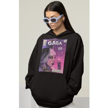 Sevbano Tasarım Lady Gaga Baskılı Unisex Oversize Şarkıcı Hoodie