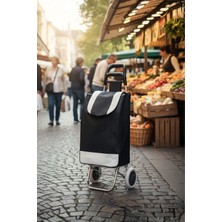 PremiumPort Katlanabilir Tekerlekli Su Geçirmez Çantalı Alüminyum Pazar Arabası