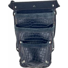 PremiumPort Siyah Hakiki Deri Kroko Cepli Tekniker Çivi Önü Bel Çantası