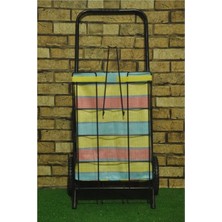 PremiumPort Kalın Telli Katlanabilir Tekerlekli Pazar Arabası Açık Hava Alışverişi