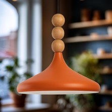 Braventa Collection Stella Tekli Ahşap Boncuk Detaylı Sarkıt Aydınlatma, Metal Sıvama, Ev, Ofis, Cafe, Restoran Avizeler