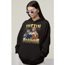 Sevbano Justin Bieber Baskılı Unisex Oversize Şarkıcı Hoodie