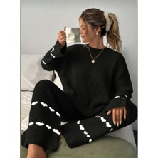 Twomeey Kadın Kalp Desenli Kazak Pantolon Ikili Triko Takım