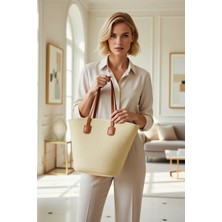 Benerly Kadın Büyük Beden Maksi Omuz Çanta Hasır Dokuma Geniş Hacimli Uzun Tutma Saplı Günlük Kullanım