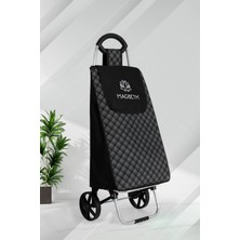PremiumPort Sessiz Silikon Tekerlekli Pazar Arabası ve Su Geçirmez Pazar Çantası