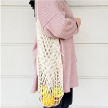 PremiumPort 3'lü Pamuklu Sebze Meyve Filesi Uzun Saplı, Şık ve Dayanıklı Set