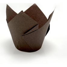 Braventa Collection 100'LÜ Klasik Lale Kapsül Kahverengi Muffin Kek Kalıbı, Tulip, Safari Konsept, Cupcake Kağıdı Doğum