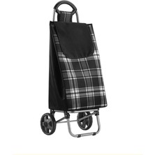 PremiumPort Ekose Desenli Pazar Arabası, Hafif ve Dayanıklı Taşıma Çözümü