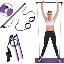 Feyza Design Mor Pilates Çubuğu ile Egzersiz ve Yoga Için Hareketli Antrenman Seti