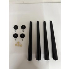 Hamadex 48CM Siyah Sert Plastik Sehpa Ayağı (4 Adet + Aparatlar) Bahce, Balkon, Iç Mekan