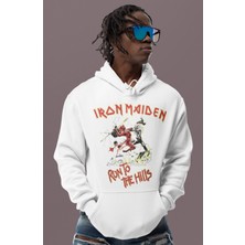 Sevbano Iron Maiden Run To Hills Baskılı Unisex Oversize Rock Metal Müzik Grubu Hoodie