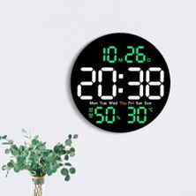 • Plentiful Büyük Ekran 10 Inç LED Dijital Saat – Duvar Tipi, Alarm, Sıcaklık Nem Göstergeli (Yeşil)