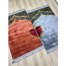 Prayer Rug Dokuma Taban Örgü Püsküleri ve Ipek Kadar Eşler Için Yumuşak Yüzeyiyle Bambu Eş Seccade Çift Seccadesi Namazlık 80X125 cm