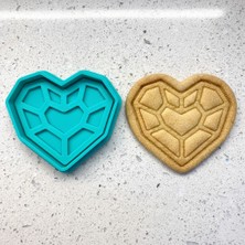 Craftelle Elmas Kalp Kurabiye Kalıbı ve Damga Seti | Mücevher Kesim Kalp Tasarımı | Sevgililer Günü ve Nişan