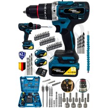 Lieber German Teknoloji Darbeli 82 Parça Set 2x Akülü Vidalama Şarjlı Matkap