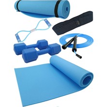 Feyza Design 6 Parça Pilates ve Fitness Seti: Minder, Band, Dambıl, Atlamalı Ip, Göğüs Lastiği