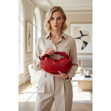 Benerly Kadın Mini Oval Omuz Çanta Fermuarlı Kısa Büzgülü Saplı Dokuma Görünümlü Günlük Kullanım Aksesuar