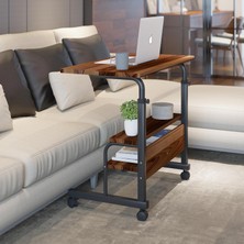 Braventa Collection Dehalimited 80X40 Yükseklik Ayarlı Raflı Kilitli Tekerlekli Taşınabilir Laptop Sehpası ve Çalışma Ma