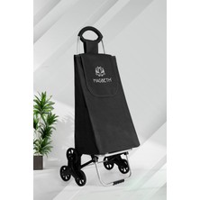 PremiumPort D200 Siyah Büyük Boy Sessiz Silikon Tekerli Pazar Arabası ve Su Geçirmez Çanta