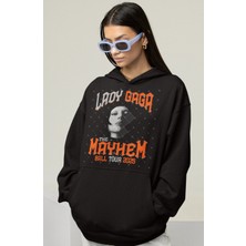 Sevbano Tasarım Lady Gaga Baskılı Unisex Oversize Şarkıcı Hoodie