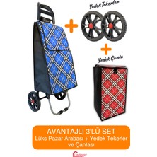 PremiumPort Pratik Pazar Arabası Plus Set: 3'lü, Yedek Tekeri ve Çantasıyla