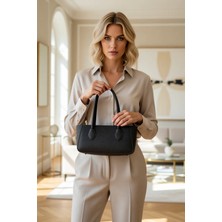 Benerly Kadın Dokulu Düz Desen Dikdörtgen Form Sabit Kulp El Omuz Çanta Dokuma Materyal Kompakt Boyutlu