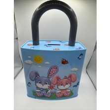 PremiumPort Renkli Metal Çocuk Kumbarası, Sevimli Desenli ve Alt Kapaklı, Güvenli Kullanım