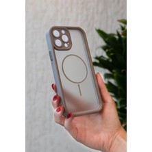 Vissona iPhone 14 Pro Max Uyumlu Kamera Korumalı Magsafe Wireless Şarj Özellikli Mat Silikon Gri Renkli Sili