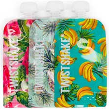 Braventa Collection Twistshake Tekrar Kullanılabilir 3'lü Paket Bebek Maması Sıkma Torbası, Doldurulabilir Çift Fermuarl