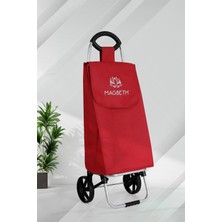 PremiumPort A200KIRMIZI Sessiz Silikon Tekerlekli Pazar Arabası ve Su Geçirmez Çanta