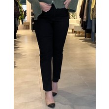 Patuta Butik Siyah Likralı Kesik Paça Yüksek Bel Jean Pantolon