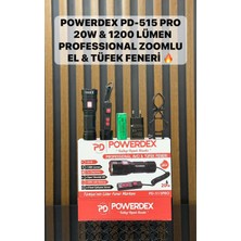 Powerdex PD-515-PRO Profesyonel El & Tüfek Feneri | 20W – 1200 Lümen – 6000 Mah – Type-C Şarjlı