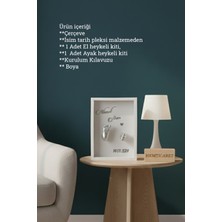 Verda Çerçeve  25X35X7 cm Bebek El Ayak Gümüş Heykel Yapım Kiti ve Beyaz Derin Anı Çerçevesi 3D Kalıp Alma