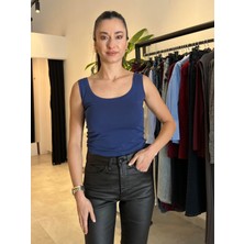 Patuta Butik Mavi Oval Yaka Atlet