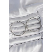 VeraGlobe Buğz 316 Çelik Gümüş Renk 53 mm Halka Model Kadın Küpe