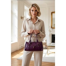 Benerly Kadın Bowling Omuz El Çantası Aksesuar Kapamalı Düz Dokuma Omuzda ve Elde Taşıma Özelliği Şık