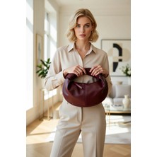 Benerly Kadın Mini Oval Omuz Çanta Fermuarlı Kısa Büzgülü Saplı Dokuma Görünümlü Günlük Kullanım Aksesuar