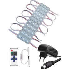 Powerr Led Aydınlatma 20 Adet 12 Volt 1,5 Watt Mini 3 Lensli Yeşil Smd LED Modül 12A Tek Renk Rf Dimmer 2A Priz Tipi Adaptör Set