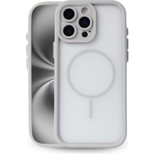 Vissona iPhone 16 Pro Uyumlu Kamera Korumalı Magsafe Wireless Şarj Özellikli Mat Silikon Gri Renkli Silikon