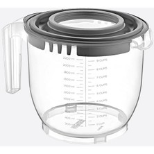 Braventa Collection 2200 ml Kapaklı Mikser Kabı, Kaydırmaz Tabanlı ve Kulplu, Dayanıklı ve Çok Yönlü Mutfak Aleti Pp Pla