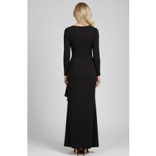 Merlavin Kadın Yırtmaçlı Önü Fırfırlı Abiye Elbise