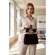 Benerly Kadın Suni Kürk Omuz ve El Çantası Düz Desen  Yumuşak Yapı Kış Sezonu Şık Ortamlar